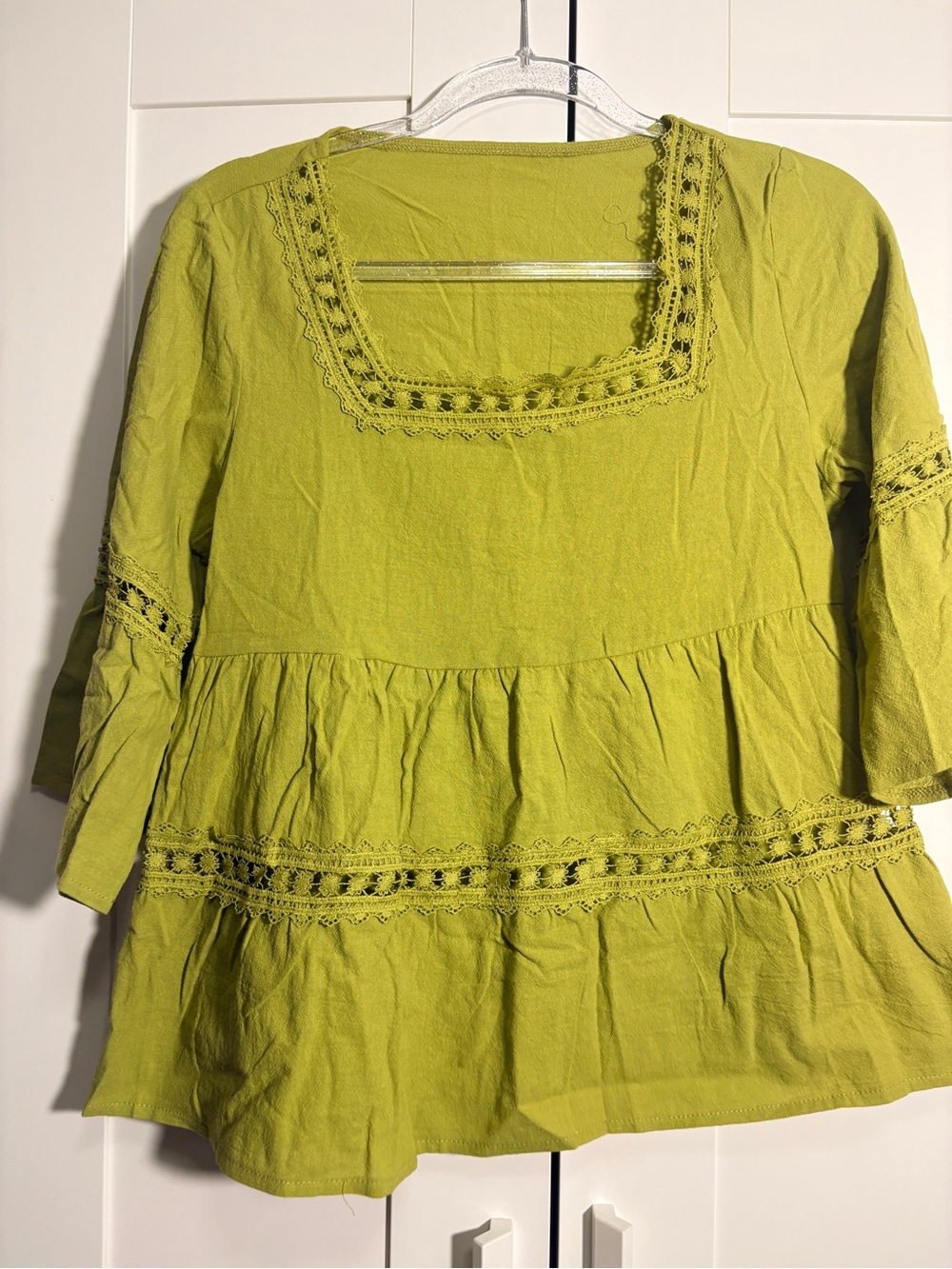Women’s Olive Green Peasant Blouse